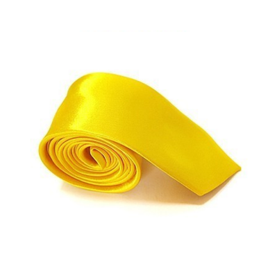 Kravata Slim hedvábná žlutá - 1