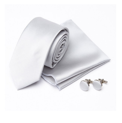 Luxusní set manžetové knoflíčky stříbrná kravata
