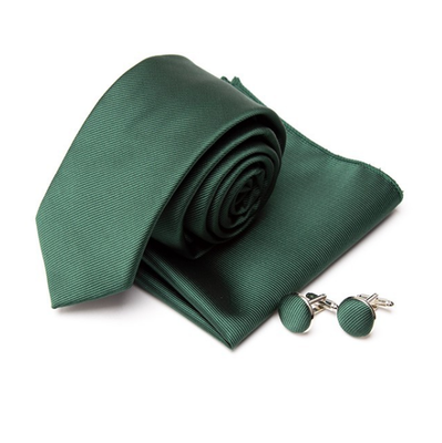 Luxusní set manžetové knoflíčky a tmavě zelená kravata